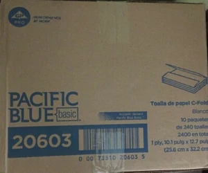 Pacific Blue Basic C-Fold Paper Towel 20603 10 Pack(s) 240 Towels/ Pack - Picture 1 of 3