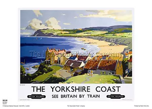ROBIN HOODS BAY YORKSHIRE VINTAGE RETRO RAILWAY TRAVEL POSTER ADVERTISING - Picture 1 of 1