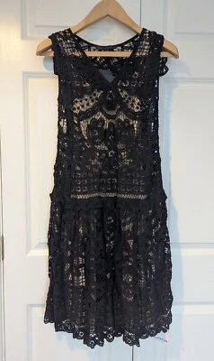 MARC BY MARC JACOBS BLACK COTTON LACE DROP WAIST SHIFT DRESS SIZE XS BNWT - Image 1 of 4