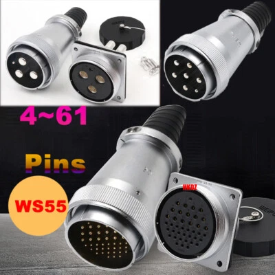 WS55 Aviation Plugs Square Female Sockets 4~61 Pins Waterproof Cable Connectors - Image 1 of 4