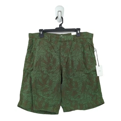 Pantalones Cortos Onia Hombres 36 Austin Ciprés Verde Cambray Hojas de Palma Lino Algodón NUEVO Foto 1 de 4