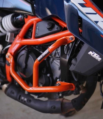 "BEETLE CRASH GUARD, ORANGE" FIT FOR KTM DUKE 250 & 390 (GEN-3) - Image 1 of 2