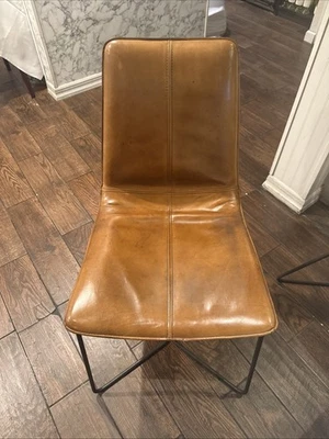 Leather  Padded Seat Dinning Chair 4 Pieces Brown - Image 1 of 2