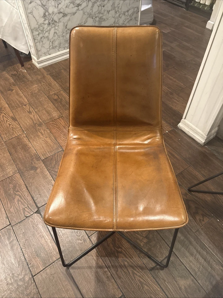 Leather  Padded Seat Dinning Chair 4 Pieces Brown - Image 1 of 2