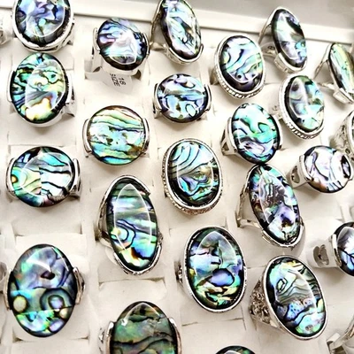 Anillo con caparazón real cabeza grande 15 piezas joyería vintage anillo único exagerado para mujer Foto 1 de 4