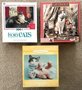 CAT Puzzles Lot of 3 ~ Ivory 300 ~ CATOLOGY 1000 ~ Rachael Hale 550 All COMPLETE - Picture 1 of 11