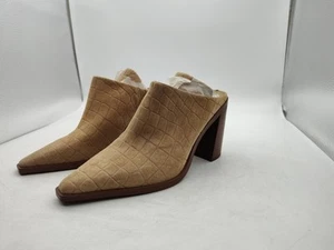 Vince Camuto-Weeren-Leather Pointy Slip-On Heels-Mule Pumps-Tan-Women's Size 9M - Picture 1 of 16