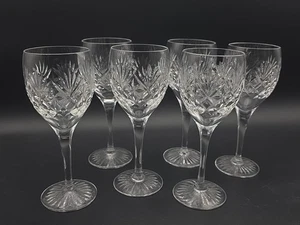 Set Of 6x Royal Doulton Crystal Cut Glass Wine Glasses Knightsbridge 110ml - Picture 1 of 8