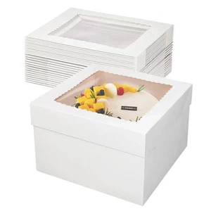 Cajas para pasteles 12x12x8 pulgadas 10 piezas blancas cajas de panadería cajas para pasteles con ventana pastel... - Imagen 1 de 4