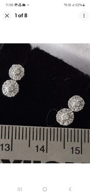 9CT WHITE GOLD DIAMOND CLUSTER EARRINGS  - Image 1 of 2