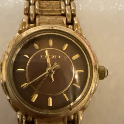 Damas Elgin Tono Dorado Informal Esfera Marrón EG385 - Funciona Muy bien / Batería Nueva Foto 1 de 4