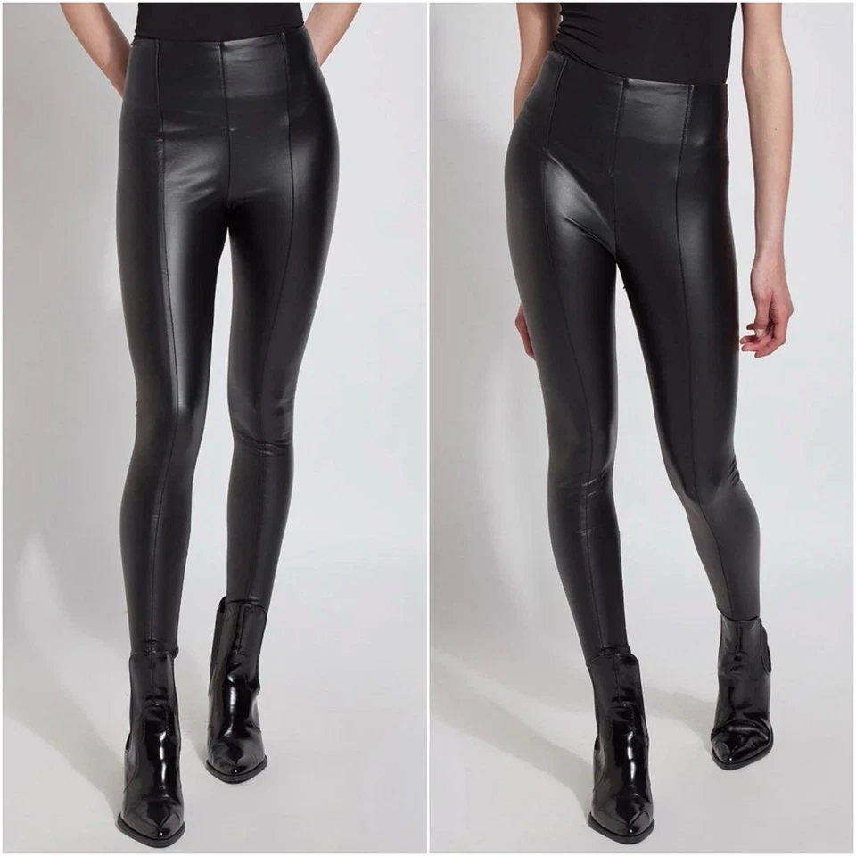 Leggings Lysse Cintura Alta Cuero Vegano Negros Curvilíneos 1X Para Mujer Elásticos Pull-On Foto 1 de 4
