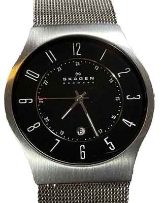 SKAGEN SKW6064 MEN’S WATCH SILVER SS Date Milanese Mesh Quartz New Battery - Image 1 of 4