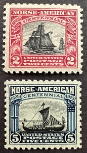 US 1925 Sc# 620-621 Set of 2 MH OG Norse-American Ships - Picture 1 of 2