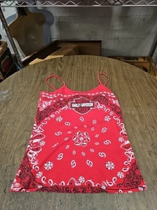 Harley Davidson Women's 1X Custom Bandana Tank Top 2008 Gettysburg Pa - Picture 1 of 8