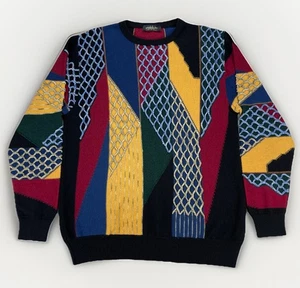 VTG Montechiaro Sz 52 Coogi Style 3D Knit Biggie Sweater Wool Blend Made Italy - Picture 1 of 11