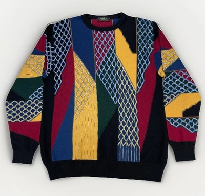 VTG Montechiaro Sz 52 Coogi Style 3D Knit Biggie Sweater Wool Blend Made Italy - Image 1 of 4