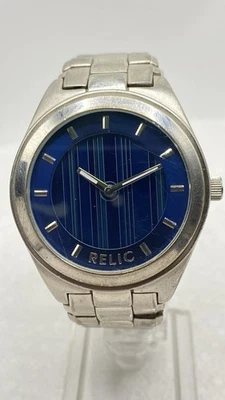 Reloj Relic By Fossil Hombre Vintage ZR55234 Esfera Rayada Tono Plateado Funcionando Foto 1 de 4