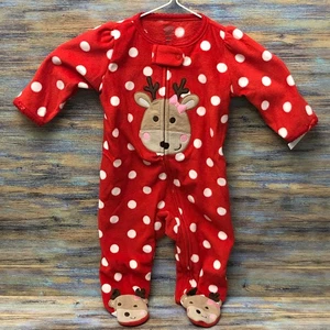 Tuta Just One You by Carter's bambino bambina Natale renna pile piedi 6M - Foto 1 di 9