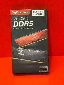 TEAMGROUP T-Force Vulcan DDR5 64GB (2x32GB) 5200 Desktop Ram Module Black - Picture 1 of 2