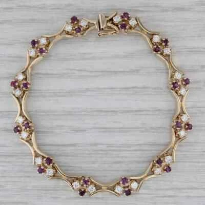 Brazalete de tenis redondo de 7,43 quilates con rubí simulado para mujer enchapado en oro amarillo de 14 quilates Foto 1 de 4