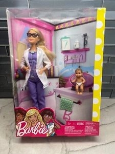 Barbie Baby Doctor Pediatrician Doll & Playset Infant Baby Bottle Blanket Scope - Picture 1 of 2