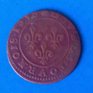 Pièce Monnaie Louis XIII Double Tournois 1658 / Antique French Coin - Bild 1 von 2