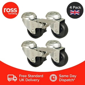 Set mit 4 x 50 mm Schwerlast-Rollenrädern - robuste Lochmontage - kostenloser Versand UK - Bild 1 von 2