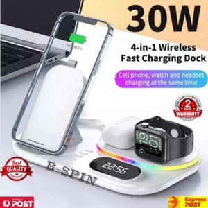 30W Wireless Fast Charging Dock Station 4 in 1 For iPhone 17 16 15 14 13 Samsung - Picture 1 of 33