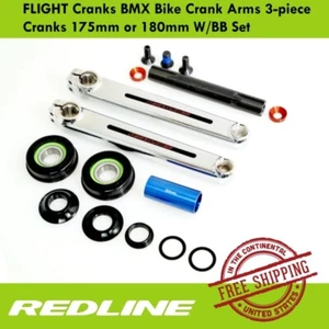 REDLINE FLIGHT Cranks BMX Bike Crank Arms 3-piece Cranks 175mm or 180mm W/BB Set - Picture 1 of 6