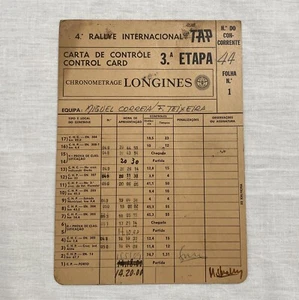 4º RALLY PORTUGAL Internacional TAP 1970 control card - Picture 1 of 3