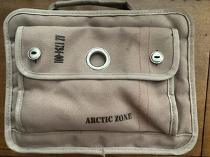 Arctic Zone Tan Hunting/Military Canvas Lunch Box W/Strap & Green Drink Bottle - Picture 1 of 16