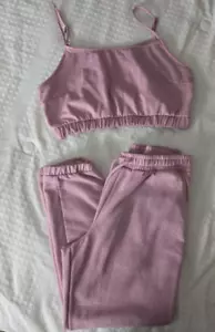 Womens , pink /2 piece set , New with tags , sweats and crop top size large - Picture 1 of 2