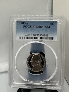 1985-S rare top graded pcgs PR70DCAM Jefferson nickel Top Registry - Picture 1 of 4