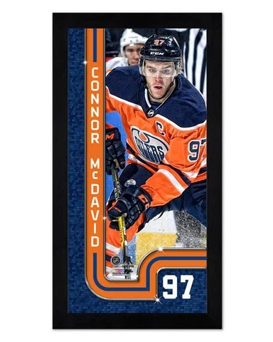 Edmonton Oilers Connor McDavid 6.75" x 13" Mini Glass Front Frame NHL Hockey Cover