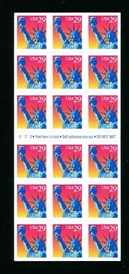 2599 2599a - Booklet Pane of 18 - Statue of Liberty - 29¢ MNH D1212 - Image 1 of 4