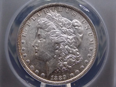 1889 "O" Morgan SILVER Dollar $1 ANACS AU53 Details #801 About UNC ECC&C, Inc Cover