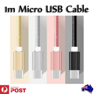 Braided Nylon Micro USB to USB2.0 Data Sync Fast Charge Cable Cord FREE Post AU - Picture 1 of 5