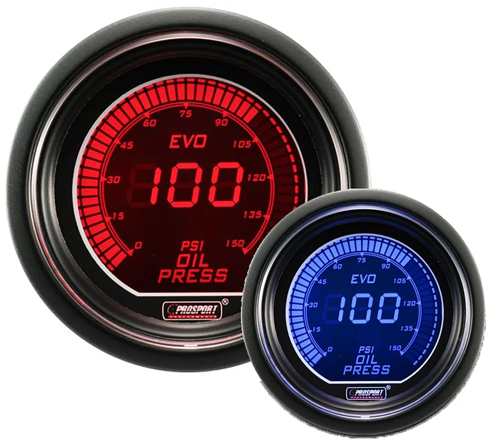 52mm Evo Red/Blue Electrical Oil Pressure Gauge with sender - Image 1 of 2