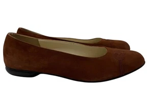 Salvatore Ferragamo Brown Suede Almond Toe Ballet Flats Size 7.5 - Picture 1 of 10