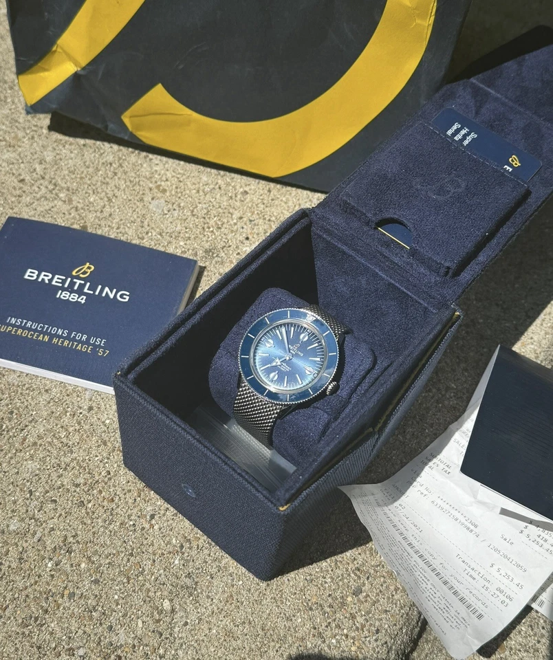 Breitling Superocean Heritage 57 esfera azul caja papeles recibo y bolsa A10370 Foto 1 de 4