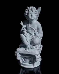 White Angel Cherub Ornament Sitting Winged Cupid Sculpture Statue 3D Print - Picture 1 of 6