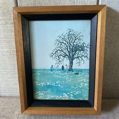 "Marco de madera de lienzo estampado vintage Duane D. Armstrong mediados de siglo 9"" X 7""" Foto 1 de 4