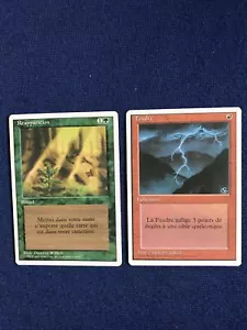 MTG Revised FRENCH Lightning Bolt C R and Regrowth U G 1994 French release - Picture 1 of 5