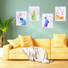 Watercolor Cat Animal With Colorful Butterflies Art Print Girl Wall Decor,