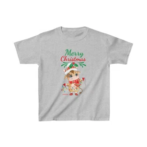 Kids Fun Brown Cow Decorating For Christmas Heavy Cotton™ Tee - Picture 1 of 5