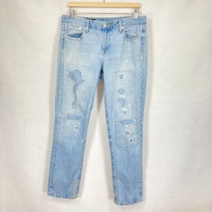 J. Pantalones de mezclilla Crew Broken In Boyfriend desgastados lavado claro pierna recta talla 10 - Imagen 1 de 12
