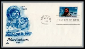 US FDC # 2221 22c Artic Explorers ArtCraft   1986, 9N178 - Picture 1 of 1