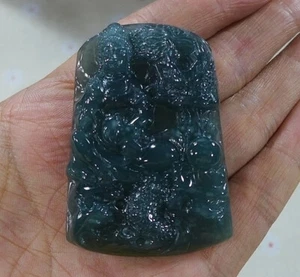 Cert'd Natural Type A Icy Jadeite Jade Dragon Kwan-yin Pendant 5027 - Picture 1 of 7