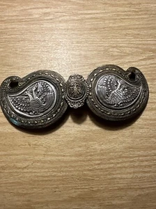 Oleg Cassini Vintage MYTHOLOGICAL Double Headed EAGLE ORNATE Belt BUCKLE Heavy - Picture 1 of 16